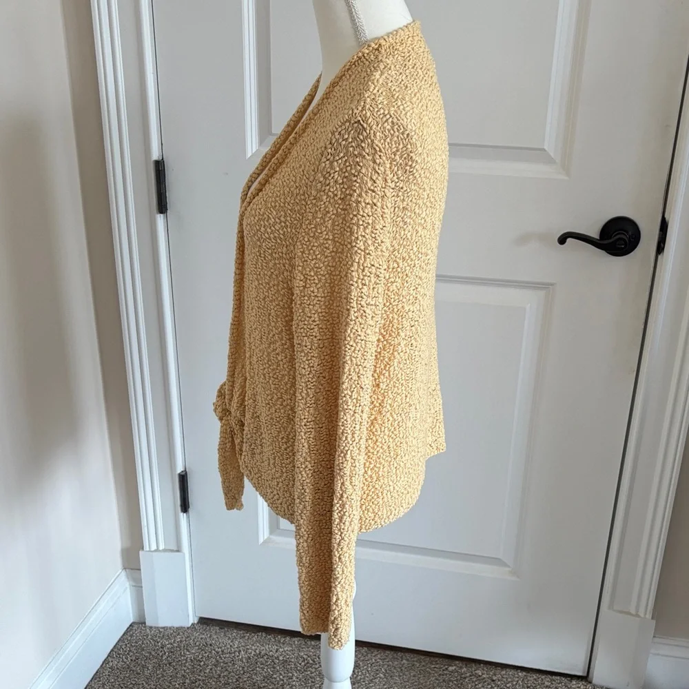 Chico's Textured Open-Front Tie-Front Cardigan - Mustard
